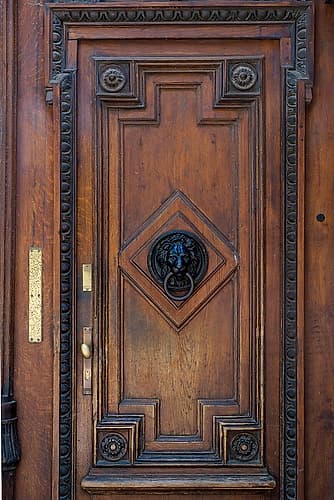 Vienna, Austria. Old wooden door with lion door knocker. Architecture Print